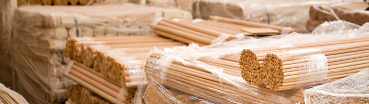 bundled stacked wood dowels